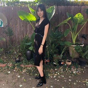 Black maxi dress with slit